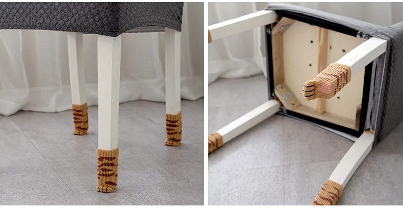 4 шт. прекрасный съемный стул ножка вязанные кошачьи лапы стул ножка для обеденного стола пол не-защита от скольжения прямоугольный