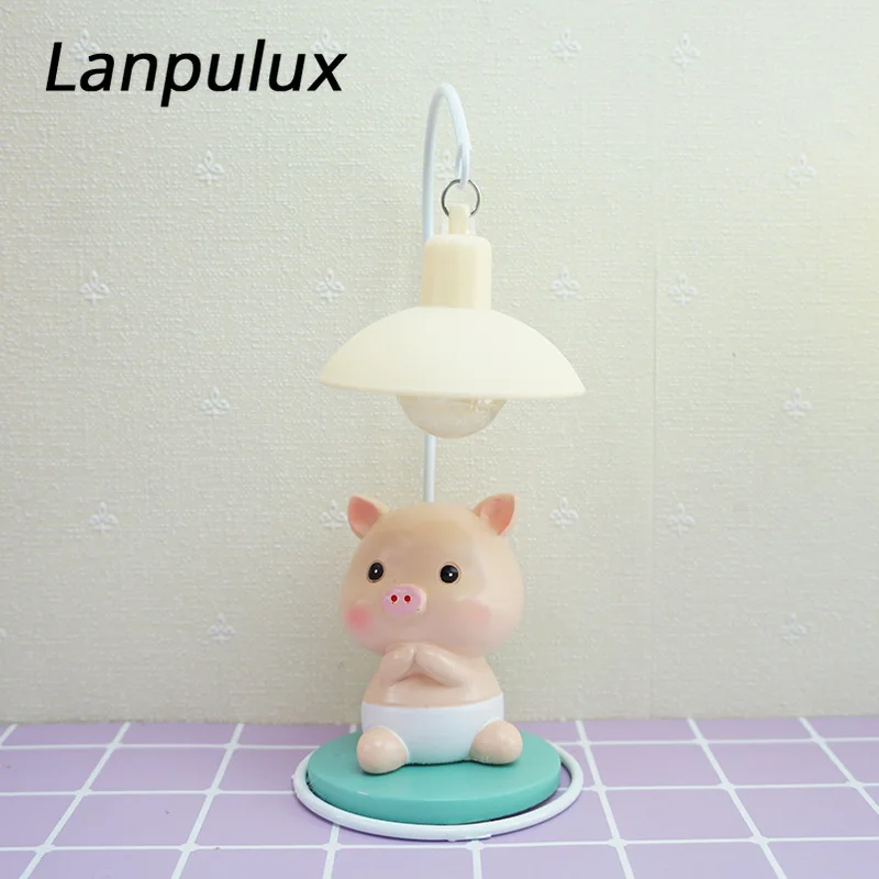 Lanpulux мультфильм животных Ночной светильник светодиодный светильник USB настольные лампы перезаряжаемый для детей декор для спальни для учебы настольные лампы