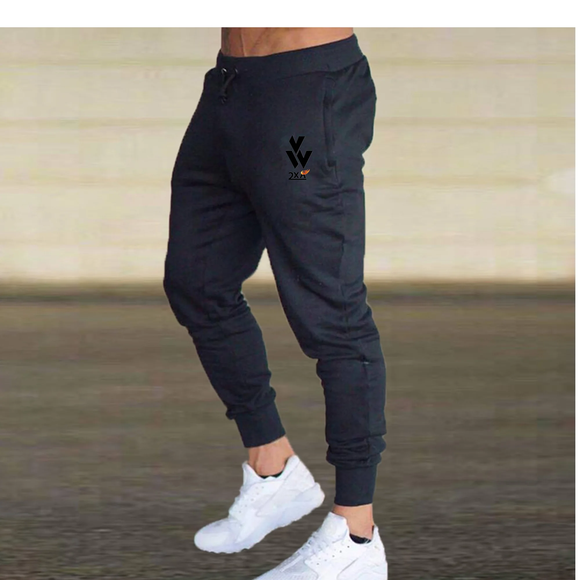 Серые брюки для бега, мужские спортивные брюки-карандаш, мужские хлопковые мягкие брюки для бодибилдинга, бегунов, тренажерного зала, трико для бега - Color: DCH-2