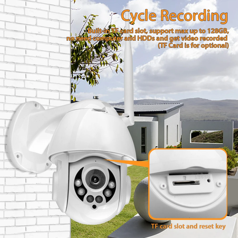 K38D 1080P WiFi PTZ IP Camera Face Detect Auto Tracking 4X Zoom Two-way Audio Waterproof Outdoor Security Camera