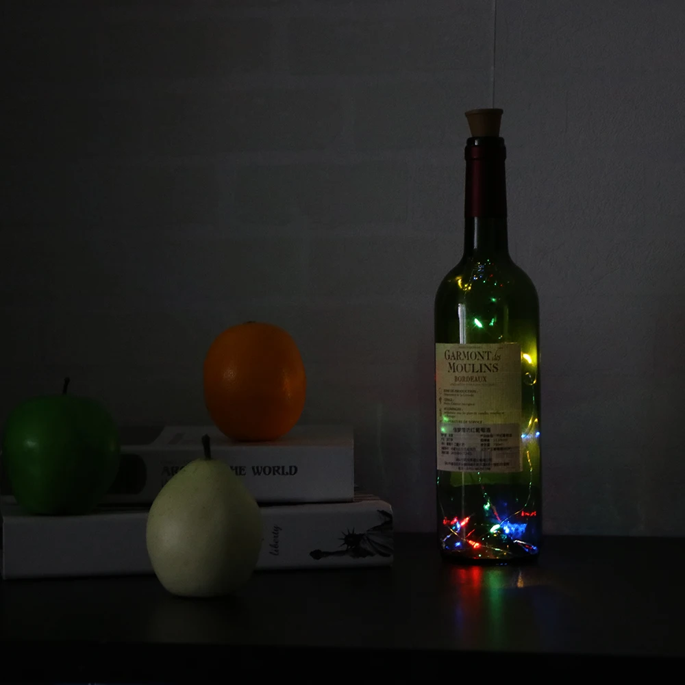 multicolor Мини медная нить Феи пробки светящиеся гирлянды на солнечной энергии питание гирлянда в бутылке светодиодный цветной для вина бутылки с пробкой DIY/Декор/вечерние - Испускаемый цвет: multicolor