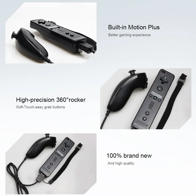 Беспроводной геймпад для nintendo wii 2в1 набор встроенных Motion Plus Nunchuck Джойстик контроллер пульт дистанционного управления игровой коврик аксессуары