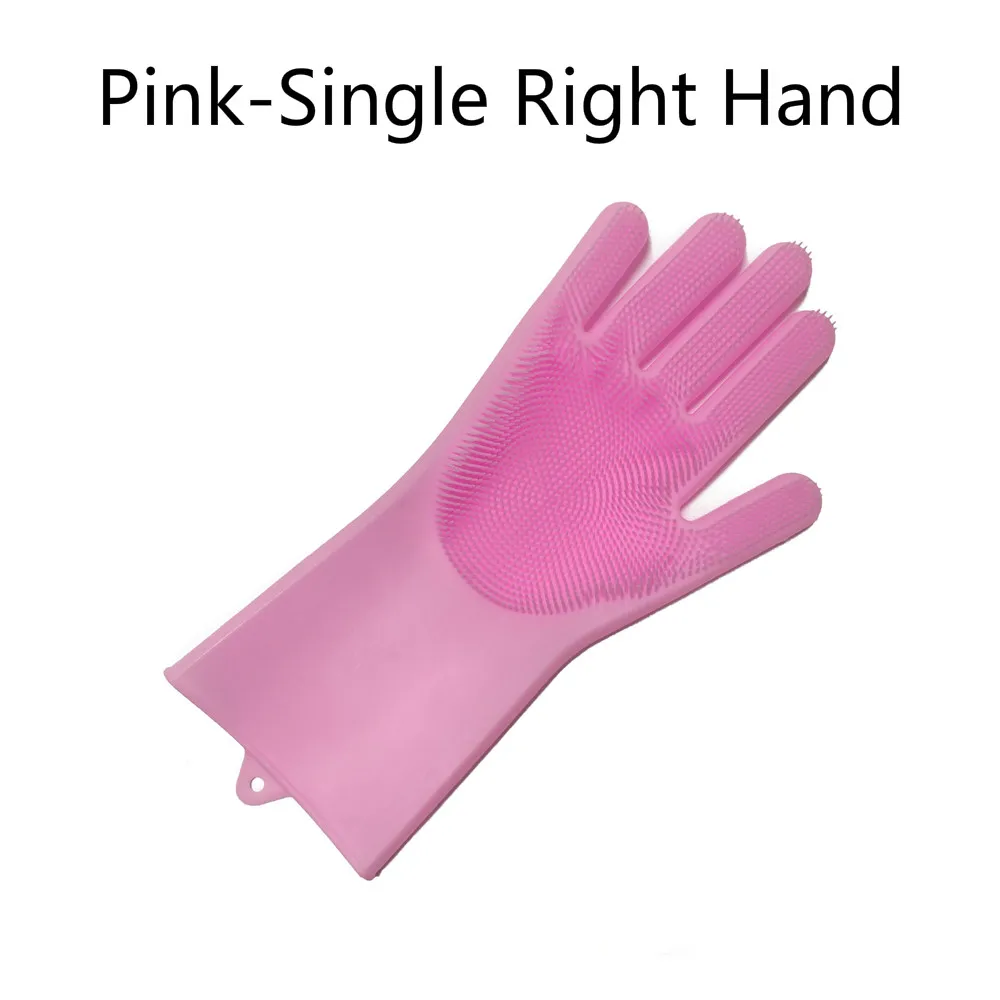 Pink-Right Hand Силиконовые перчатки для мытья посуды, кухонные перчатки для мытья и мытья посуды, перчатки для мытья посуды - Цвет: Pink-Right Hand