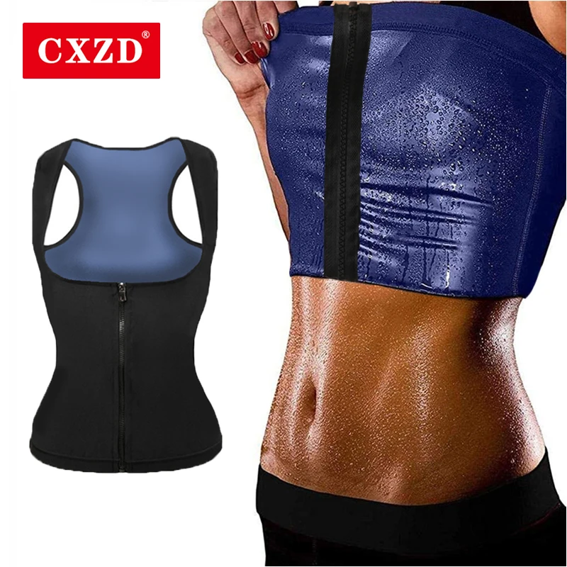 

CXZD Sweat Sauna Zip Vest Body Shapers Waist Trainer Slimming Vest Shapewear Weight Loss Workout Sports Top Corset for women