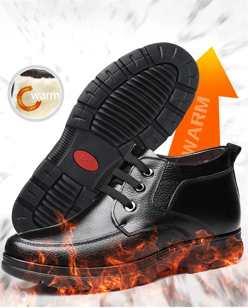 38-48 boots winter Non-Slip warm Comfortable Genuine Leather shoes men winter#H10861