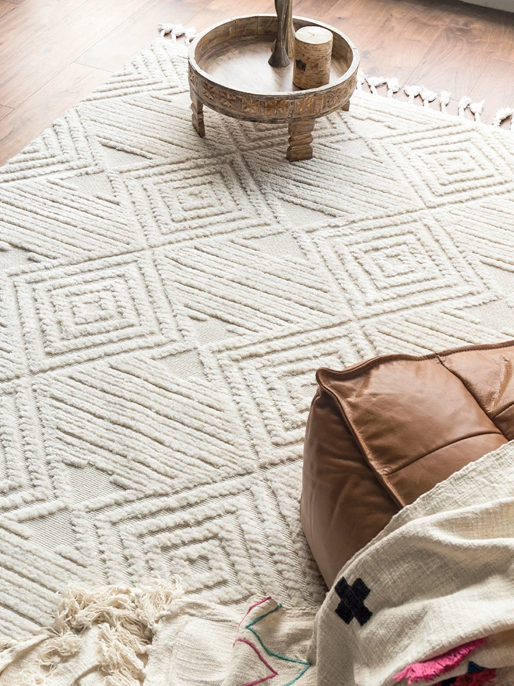 

Nordic Moroccan Rugs Living Room Home Soft Carpet Bedroom Sofa Coffee Table Floor Mat Modern Tassel Design Study Area Rug