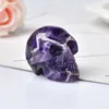 Natural Stone Skull Amethyst Skull Crystal Healing Stone Crafts Home Decoration Polished Figurine Halloween Ornaments Gift 5