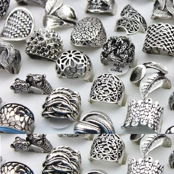 

New 25pcs mixed style vintage Antique Silver Plated womens Party Jewelry Rings wholesale lot