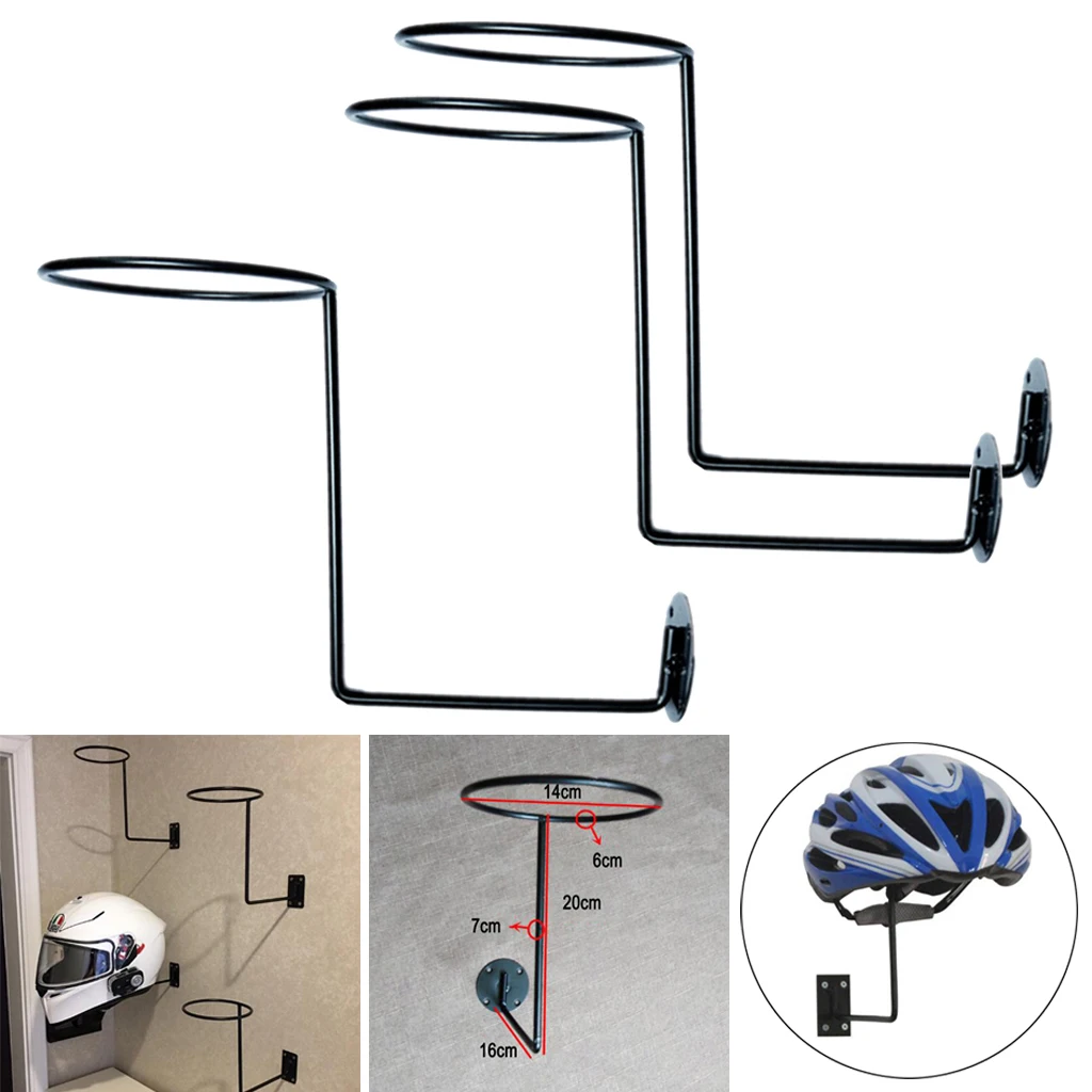 3pcs Metal Wall Mount Helmet Display Holder Stand Hook Rack Hanger Storage