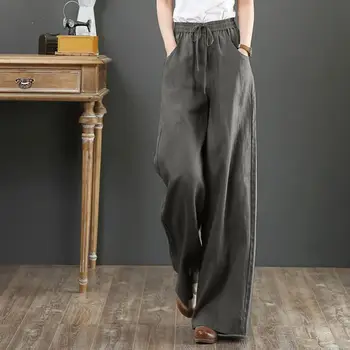 

ZANZEA Women High Waist Loose Long Trousers Fashion Wide Leg Pants Summer Solid Flare Pants Casual Work Pantalon Streetwear