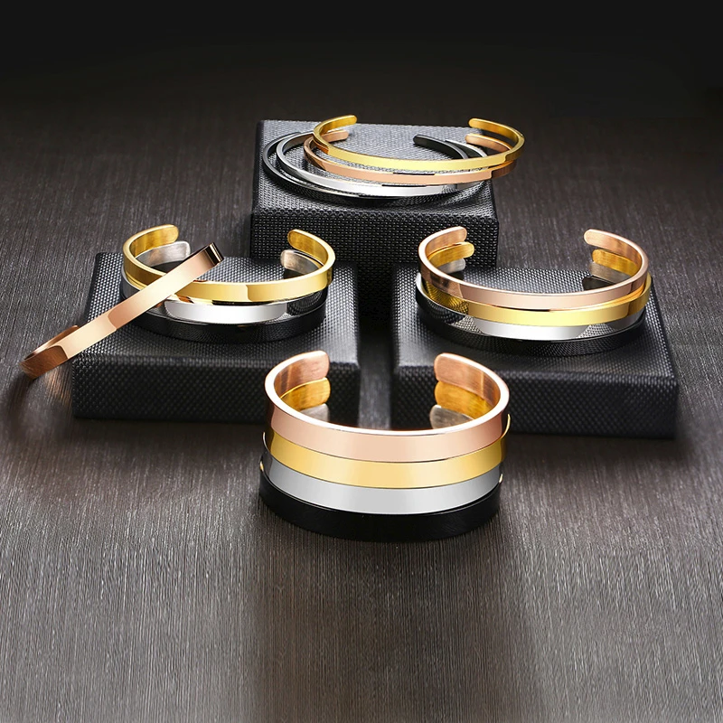 Assorted Colors 3MM to 16MM Men Women Flat Skinny Cuff Bangle Bracelet in Stainless Steel Brackelts Gifts For Mom Dad Sister