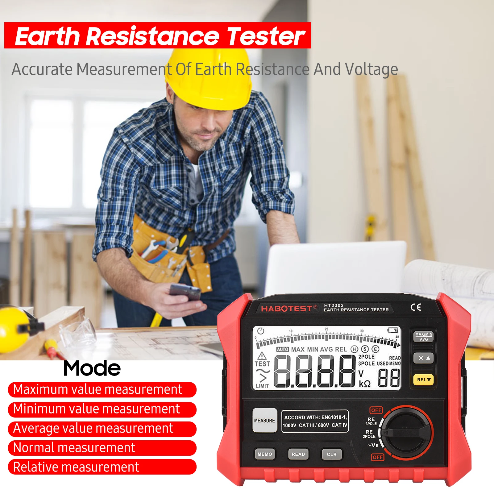 Medidor Digital De Resistencia A Tierra Habotest Ht2302 0 O Medidor Digital De Resistencia A Tierra Habotest Ht2302 0 O