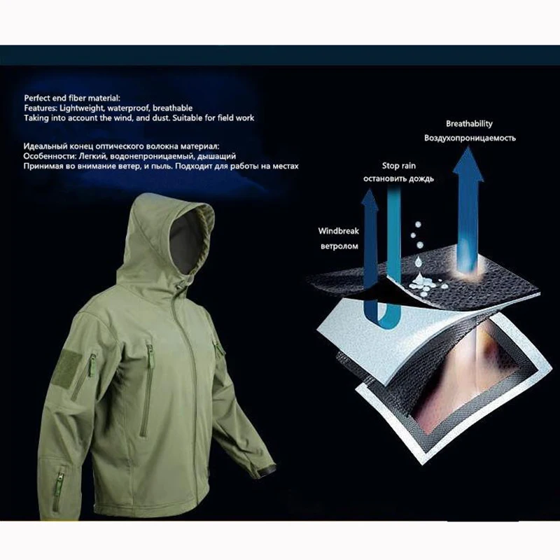  SJ-Maurie 1Set Winter Hunting Ghillie Suit Military Army Soft Shell Fleece Jackets + Pants for Tact