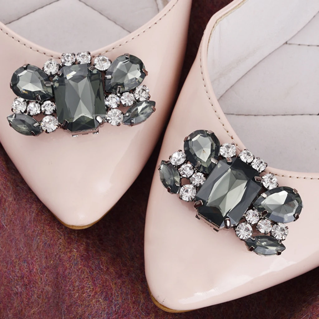 Pair of Decorative Rhinestones Shoes Clip Clutch - Wedding Shoe Decoration DIY