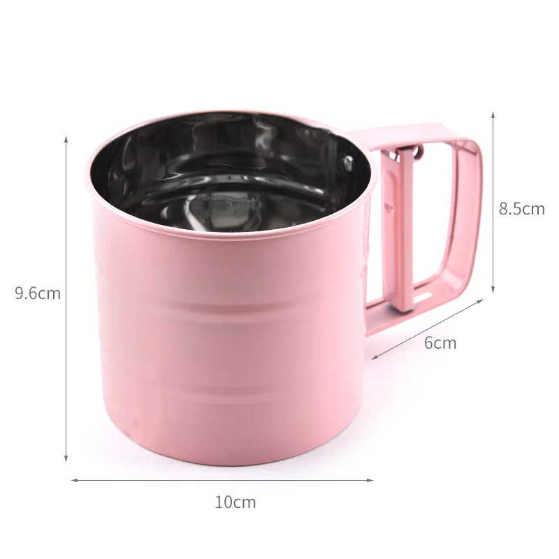 Stainless Steel Sifter Cup Flour Sieve Mesh Powder Handheld Cup Mesg Powder Cakes Set Confectionery Tools Bakery Accessories