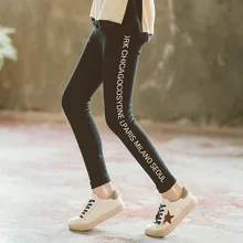 Леггинсы с надписями и боковой кромкой для девочек Новинка года, модные повседневные штаны в Корейском стиле осенние штаны для девочек модная одежда для больших мальчиков