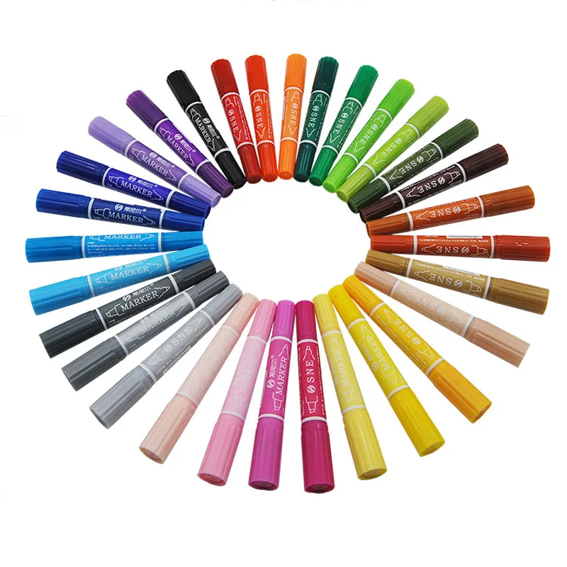 1 piece 30 colors sketch marker oily art school pen Double headed art