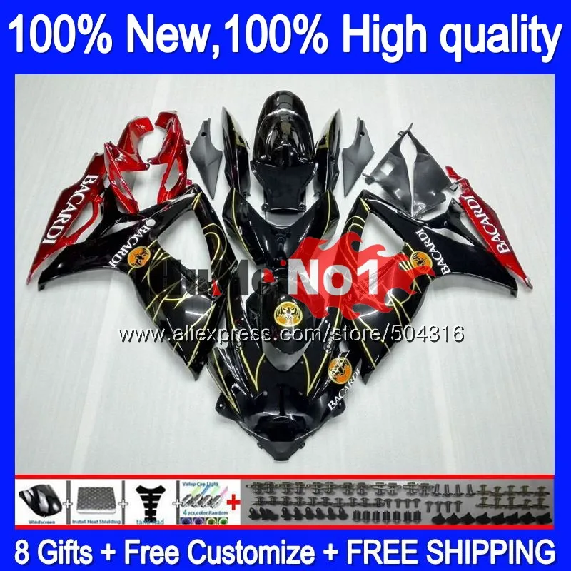 Корпус для SUZUKI GSX R600 GSX-R750 GSXR 600 750 CC 06 07 2006 2007 16MC. 11 GSXR-600 K6 GSXR600 GSXR750 06 07 обтекатель BACARDI летучие мыши - Цвет: No. 1
