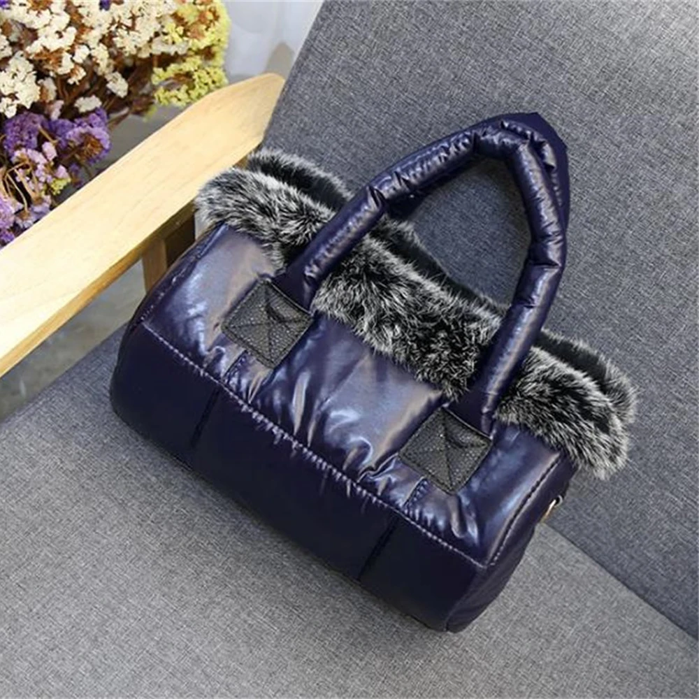 2 Роскошная сумка, сумка из кроличьего меха, космическая хлопковая Курьерская сумка с кроликом, новая зимняя мягкая сумка-мешок, женская сумка через плечо - Цвет: 2