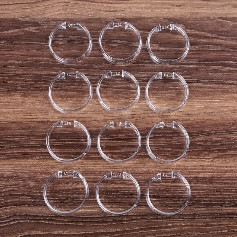 12 Pieces Clear Plastic Curtain Rings Set Shower Curtain O Rings Hooks Gliding on Standard Shower Rods Easy to Install shower curtain clips