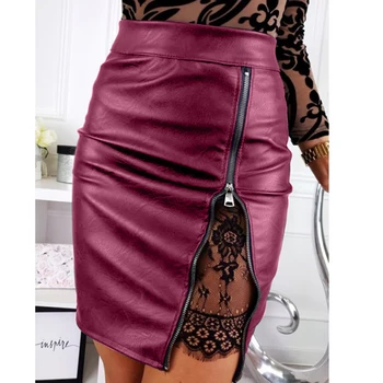 

KAYOULAI Sexy Skirt Black Coffee Zipper Slim PU Leather Skirt Faldas Mujer Moda 2019 Skirts Women Jupe Femme
