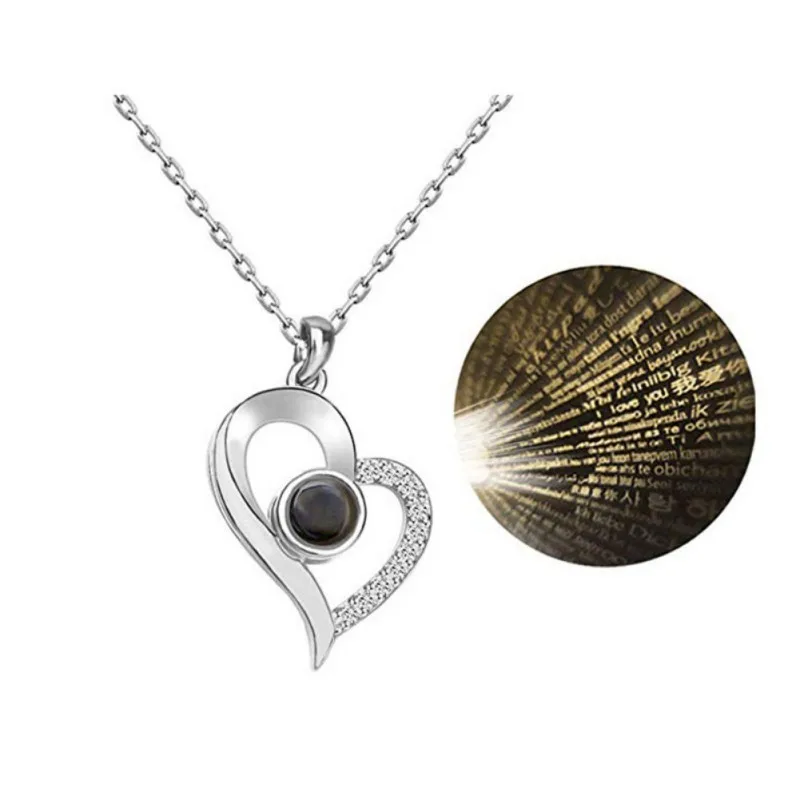 Подарок на день Святого Валентина, День рождения, 100 языков, с надписью «I love You», ожерелье в форме сердца, рождественский подарок для подружки, обручальное кольцо, подарок - Цвет: A4