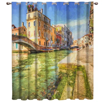 

Painting Style Venice Cityscape Window Treatment Hardware Sets Curtain
