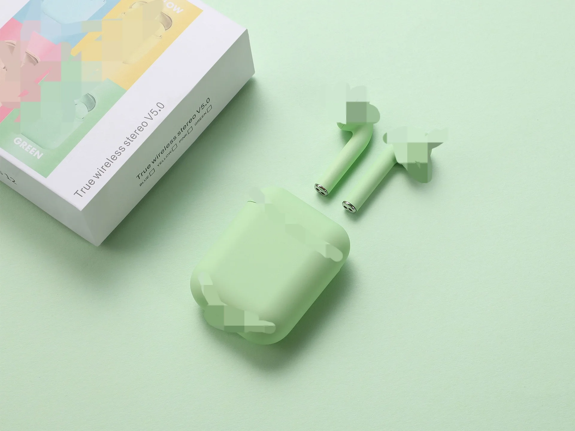Macaron green I12 TWS Беспроводные наушники с Bluetooth 5,0, сенсорные наушники, свободные руки, бизнес наушники, Спортивная гарнитура для всех смартфонов - Цвет: Macaron green