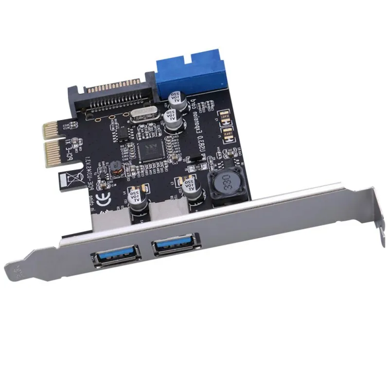 Карта расширения PCI-E для двух портов USB 3,0 с картой памяти 19/20PIN Int