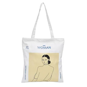 

Women's Canvas Shoulder Bag Painting Shopping Bag Simple Cotton Handbag Simple And Versatile Bag Girls Literary Bag 1109#C