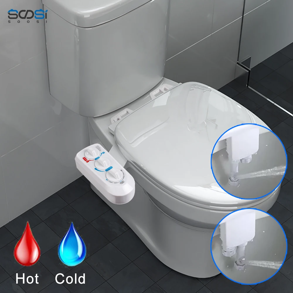 Hot Cold Toilet Seat Attachment Fresh Water Spray Non Electric Mechanical Bidet 