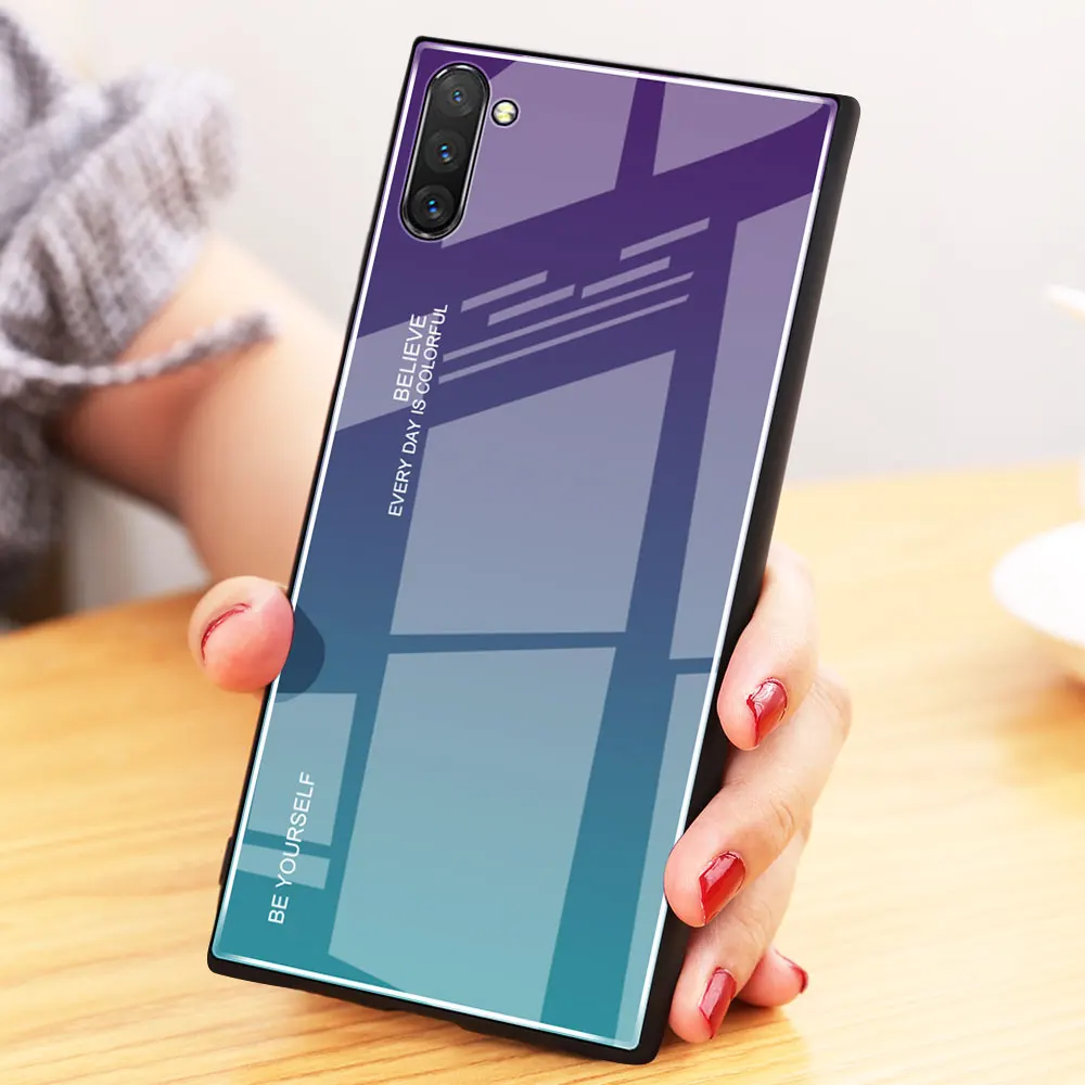 10 шт./лот для galaxy Note 10 плюс Note10+ S10 5G S10 плюс S10e чехол для телефона градиент закаленное Стекло чехол для samsung Note10