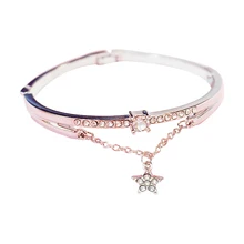 

Rose Gold Stainless Steel Bracelets Bangles Luxury Famous Brand Female Heart Forever Love Charm Bracelet Jewelry for Women