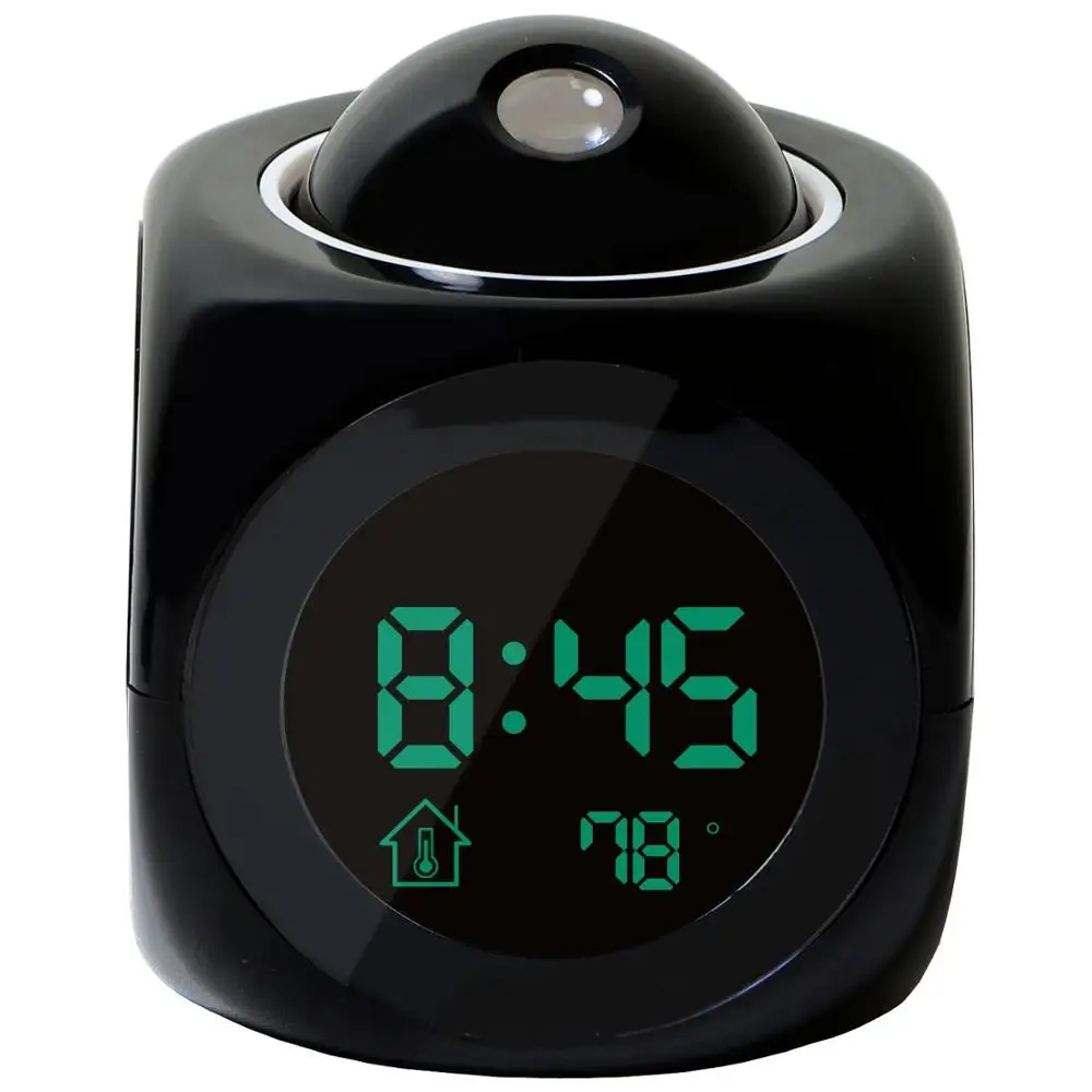 

LCD Projection LED Display Time Digital Alarm Clock Talking Voice Prompt Thermometer Snooze Function Desk Clocks Multi-Function