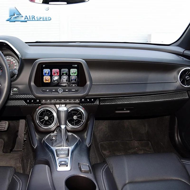 AIRSPEED 5 шт. для Chevrolet Camaro аксессуары Camaro наклейка из углеродного волокна внутренняя центральная консоль наклейки
