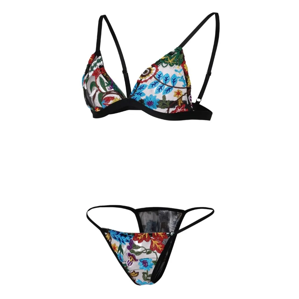 Lace bikinis underwear 2-piece sexy lingerie lace embroidery thong thong thong temptation lingerie pajamas free shipping 40A1 (6)