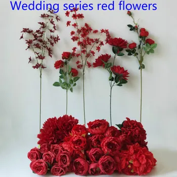 

High Quality European Artificial Red Series Rose Hydrangea Floral Bouquet Simulation Flowers Home Decor Wedding Party Decoration