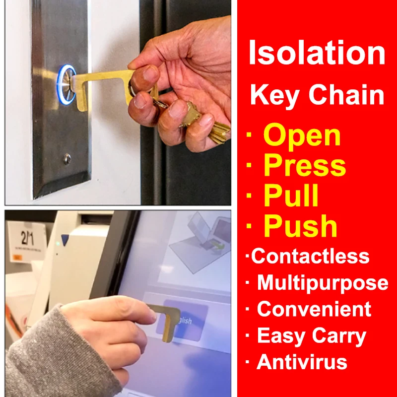 EDC Door Opener Antibacterial and Anti-Epidemic Antivirus Brass Contact Preventing Protective Isolation Key Security key chain |
