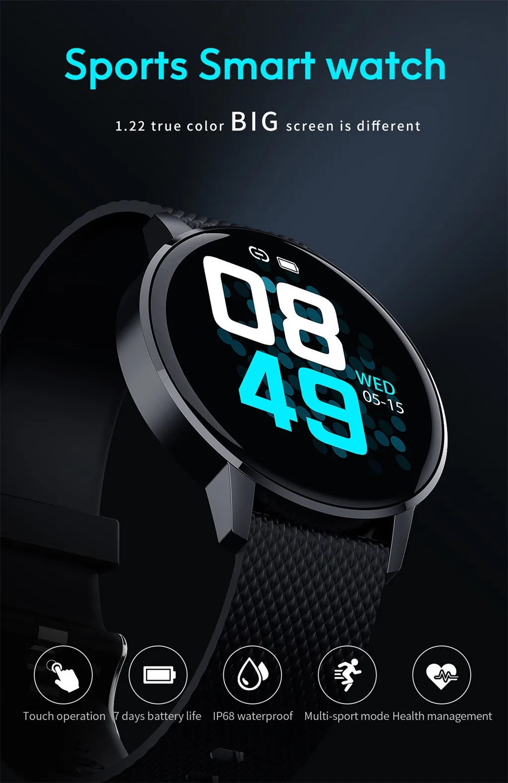 Новые модные часы Smart Watch водонепроницаемое закаленное стекло активности Фитнес трекер монитор сердечного ритма Relogio Прямая