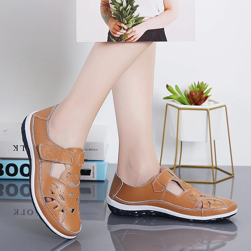 Women Sandals Women Shoes Women's Sandals Summer Ladies Girls Comfortable Ankle Hollow Round Toe Sandals Female Soft Beach Sole Shoes Plus Size