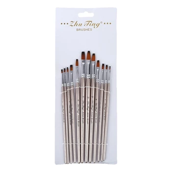 

12pcs/set Watercolor Gouache Paint Brushes Wooden Handle Nylon Hair Painting Brush Drawing Art Supplies