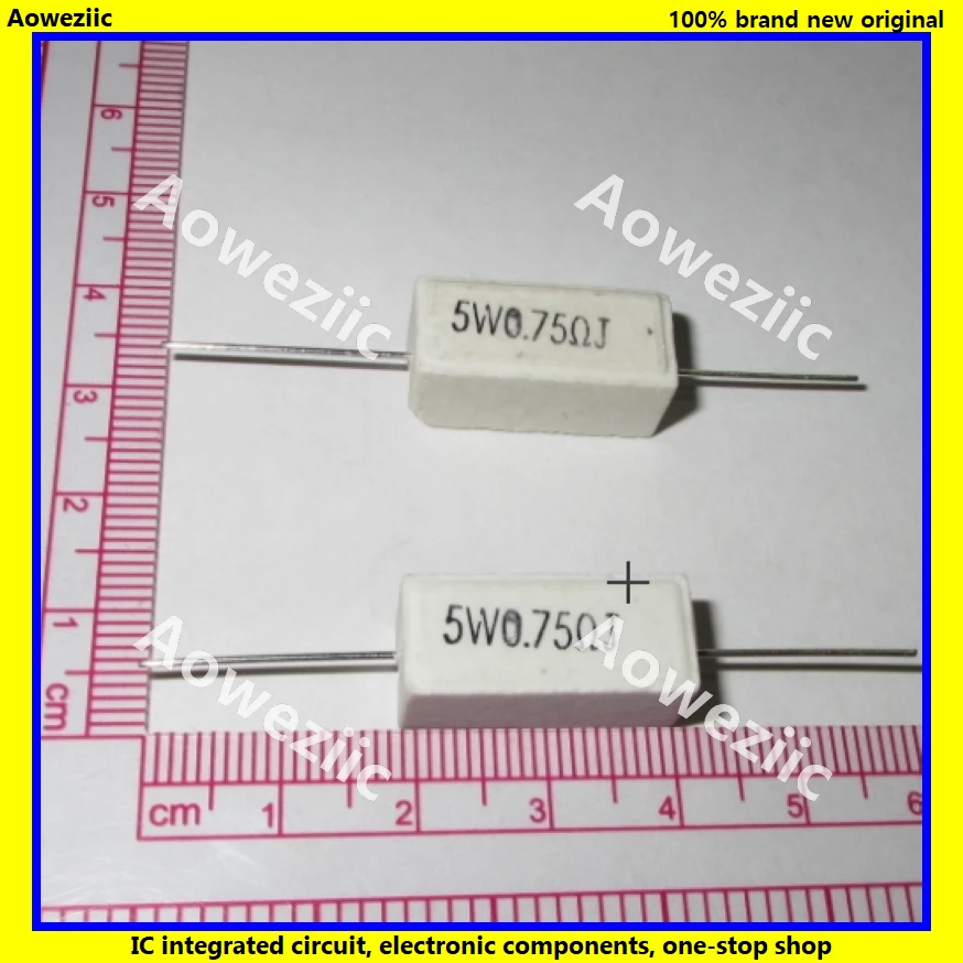 

10Pcs RX27 Horizontal cement resistance 5W 0.75ohm 5WR75J 5W0.75RJ 5W0R75J R75J Ceramic Resistance precision 5% Power resistance