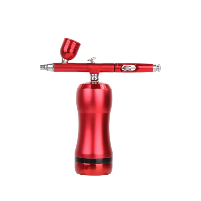 Best Portable Airbrush With Compressor Kit Mini High Pressure Replace Battery Makeup Nail Art Design Tattoo Paint Spary Gun Part A red