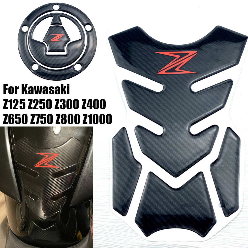 Motorcycle Fuel Tank Pad Sticker 3D Anti-Slip Sticker For Kawasaki Z125 Z250 Z300 Z400 Z650 Z750 Z800 Z900 Z1000 Carbon Fiber