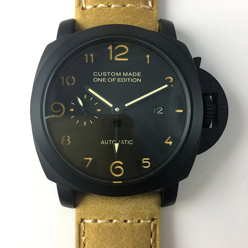 

Watch Men GMT 44mm Sea gull Automatic Machinery Leather Strap Luminous Power Reserve PVD Case Military Waterproof Watch