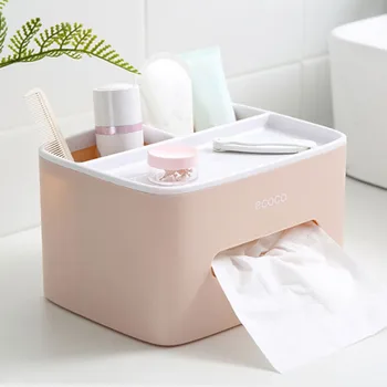 

Storage Desk Storage Box Home Office Multi-functional Remote Control Case Cosmetic Organizer Holder Suction Paper Tissue Box
