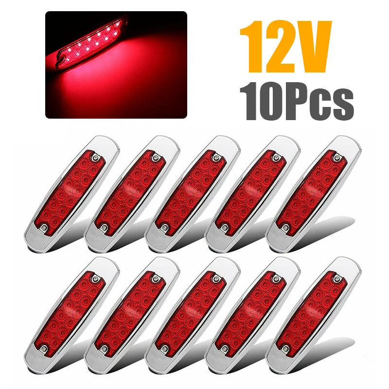 

unique and beautiful 10Pcs 12V Side Marker Indicatore Lights Lamp 12 Red LED For Truck Trailer Camper
