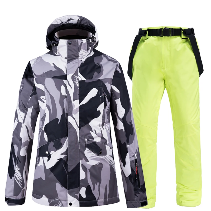 Толстый теплый лыжный костюм мужской высококачественный лыжный костюм и брюки водонепроницаемые ветрозащитные лыжные и сноубордические костюмы уличные куртки - Цвет: color 06