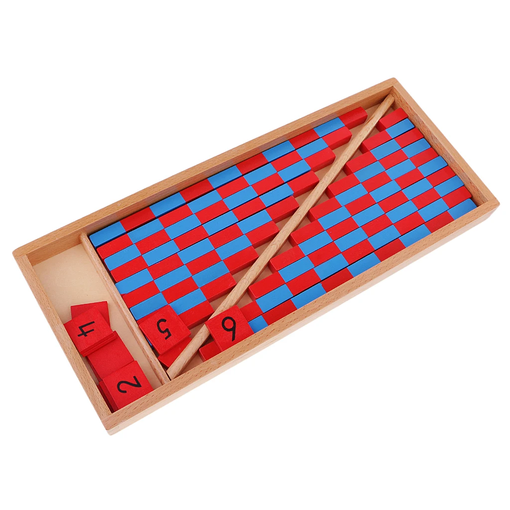 Wooden Number Rods for Kids Montessori Math Learning Counting Toy Education