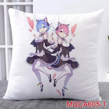 

45X45CM Anime RE ZERO Starting Life in Anothe World Pillow Covers Dakimakura case 3D Print double sided Decorative Pillowcase 32